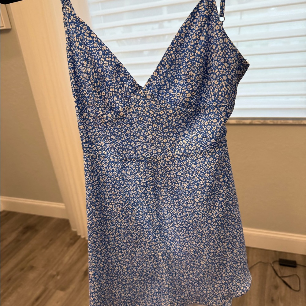 Princess Polly Blue Floral Slip Mini Romper